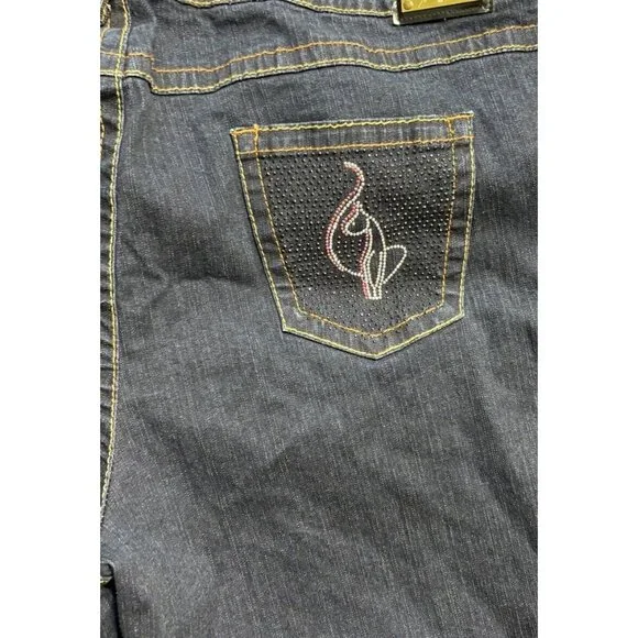 Baby Phat Jeans Womens 24 Vintage High Rise Capri Denim Bling Pockets Cat Y2K - Picture 6 of 12